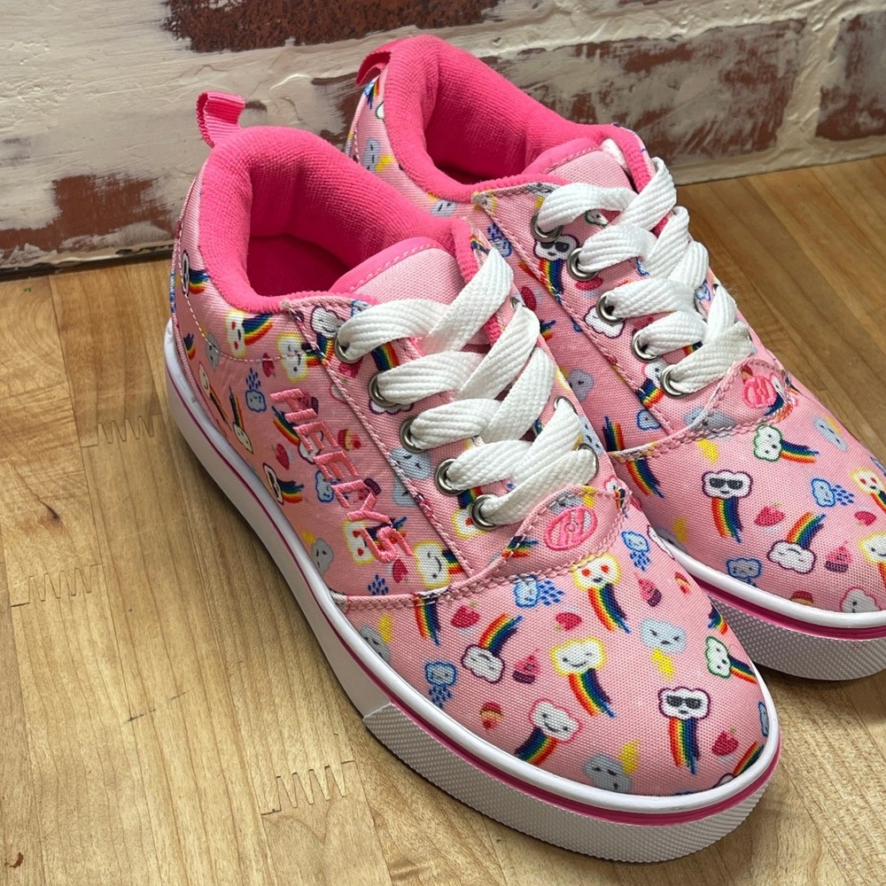 Heelys Pro 20 Prints Pink Rainbow Cloud Skate Shoes Youth Size 2 10335 NEW